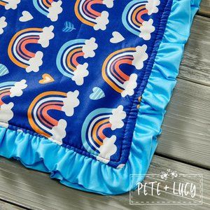 Pete + Lucy Rainbows and Clouds Minky and Milk Silk Cuddle Blanket